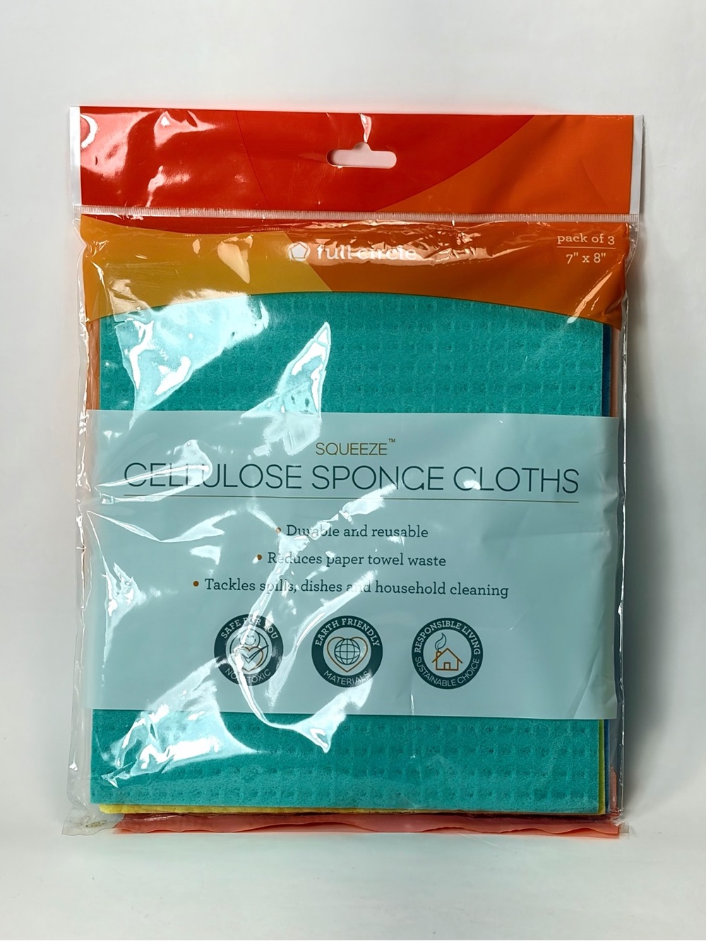 Full Circle Squeeze Cellulose Sponge Cloths, Set of 3 NEW